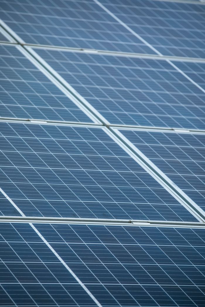 Detailed view of solar panels capturing sunlight, promoting renewable energy.